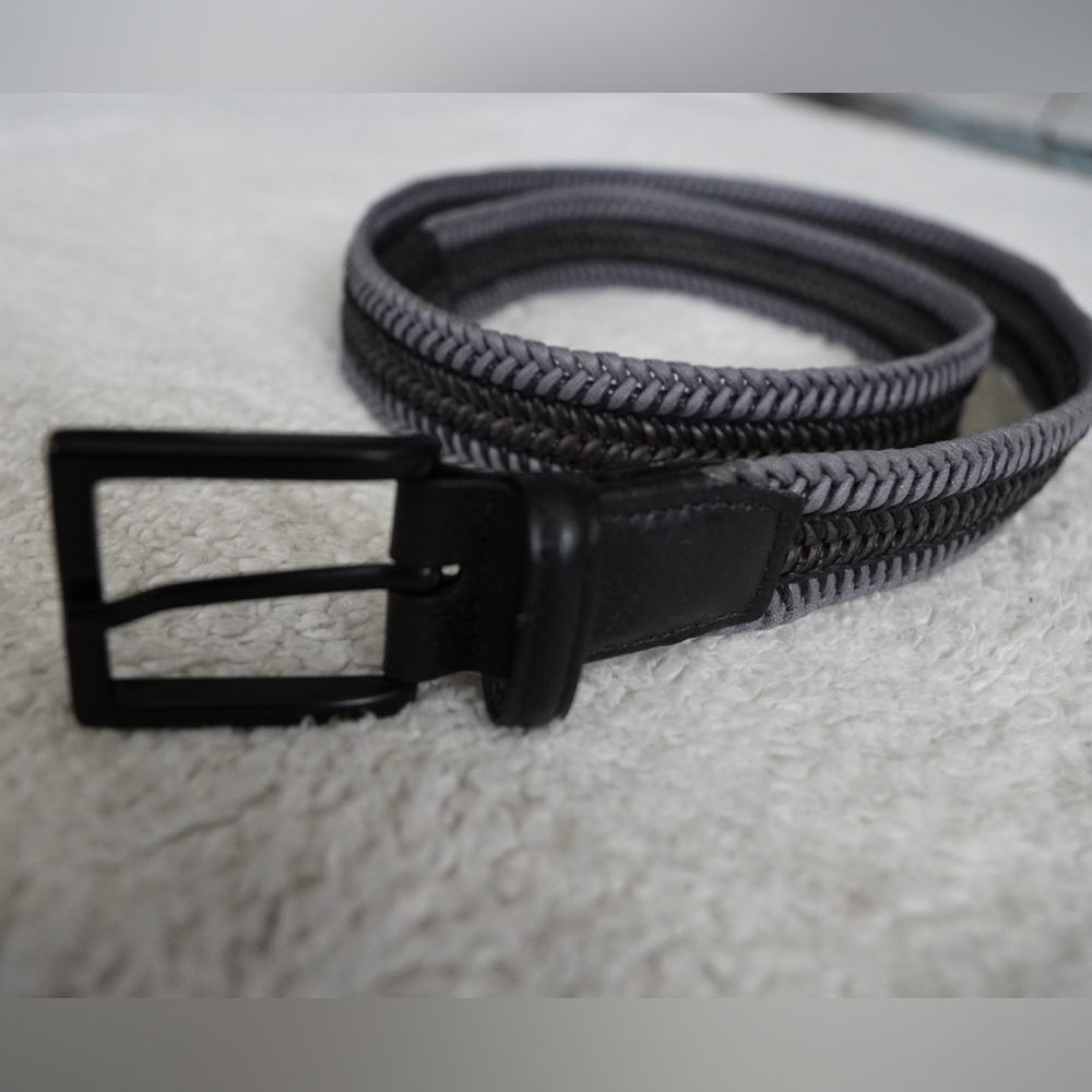 Torino Men's Black and Gray Woven leather Belt
